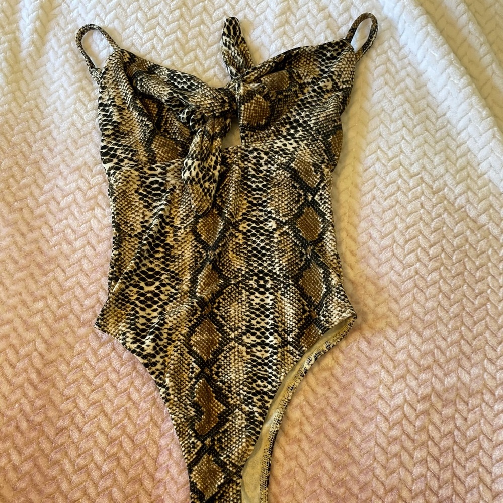 Snake print cross front bodysuit